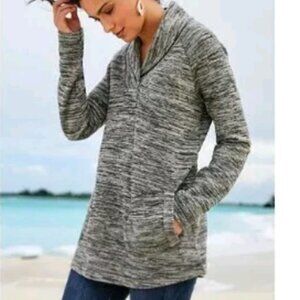 Soft Surroundings Womens Grey Stacy Shawl Collar Sweatshirt Pullover Size Large